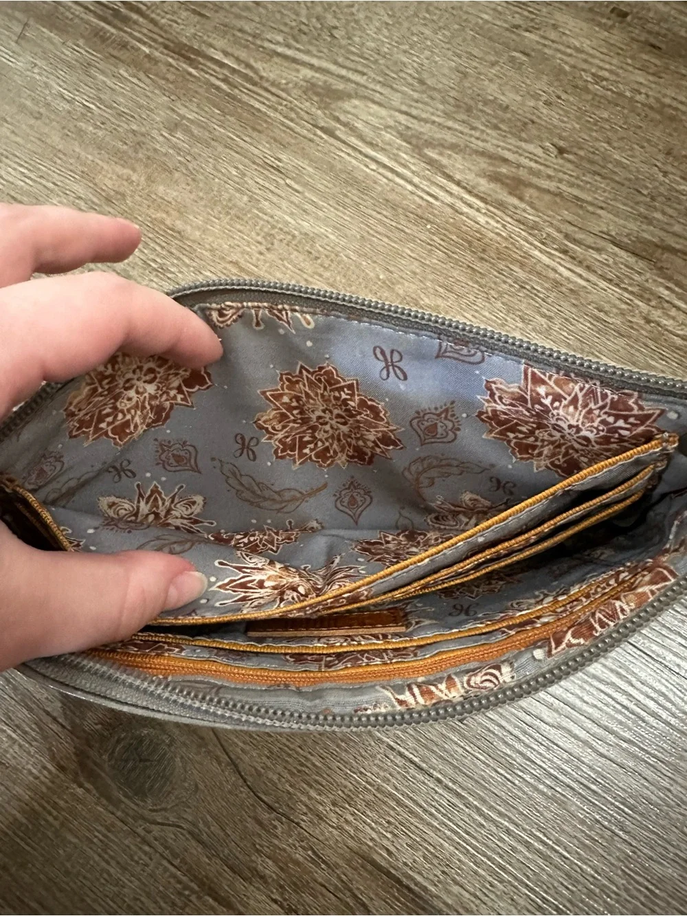 HOBO Taupe Leather Wristlet Clutch